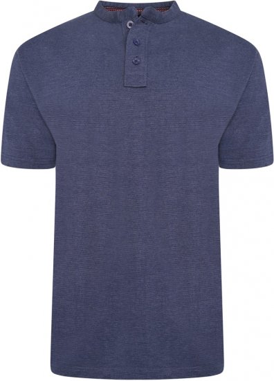 Kam Jeans 5744 Textured Jersey Grandad Top Indigo - Polo majice - Muške Polo Majice Veliki Brojevi