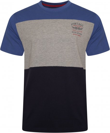 Kam Jeans 5746 Cut & Sew T-Shirt with Print Blue - Majice Kratkih Rukava - Muške Majice Kratkih Rukava Veliki Brojevi 