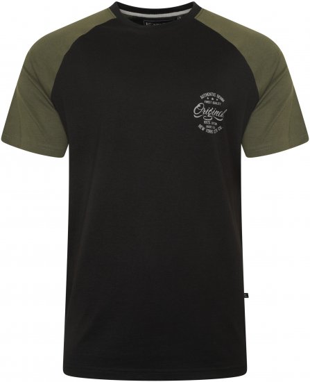 Kam Jeans 5747 Raglan T-Shirt with Print Black - Majice Kratkih Rukava - Muške Majice Kratkih Rukava Veliki Brojevi 