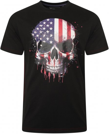 Kam Jeans 5756 USA Ghost Skull Print T-Shirt Black - Majice Kratkih Rukava - Muške Majice Kratkih Rukava Veliki Brojevi 