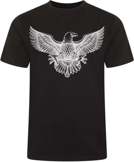 Kam Jeans 5758 Eagle Print T-Shirt Black - Majice Kratkih Rukava - Muške Majice Kratkih Rukava Veliki Brojevi 