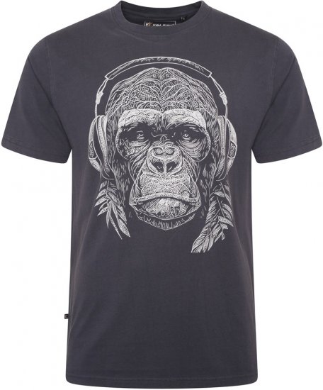 Kam Jeans 5759 Stencil Gorilla Print T-Shirt Indigo - Majice Kratkih Rukava - Muške Majice Kratkih Rukava Veliki Brojevi 