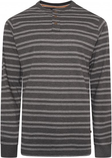 Kam jeans 5761 Embossed Waffle Stripe Long Sleeve Henley Shirt Charcoal - Polo majice - Muške Polo Majice Veliki Brojevi