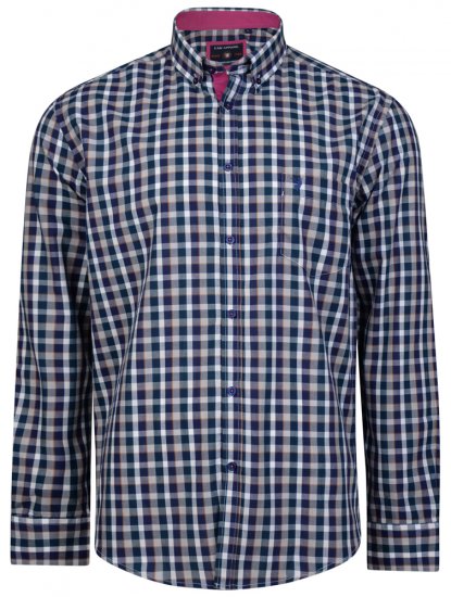 Kam Jeans 6156 Long Sleeve Check Shirt Navy - Košulje - Muške Košulje Veliki Brojevi