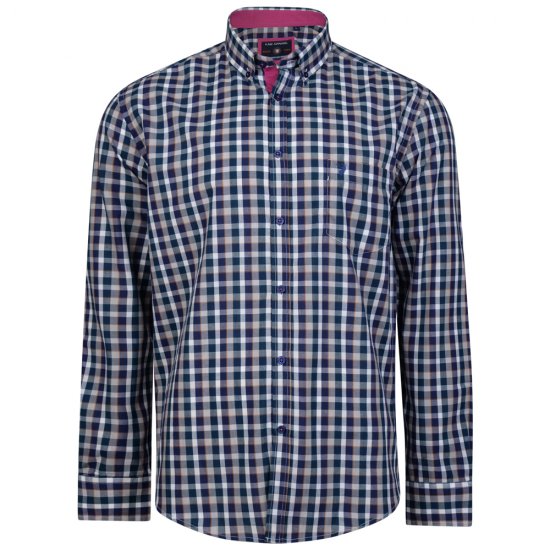 Kam Jeans 6156 Long Sleeve Check Shirt Navy - Košulje - Muške Košulje Veliki Brojevi