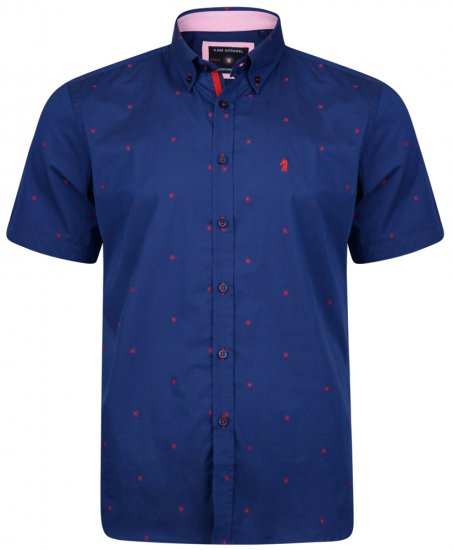 Kam Jeans 6160 Short Sleeve Dobby Print Shirt Twilight Blue - Košulje - Muške Košulje Veliki Brojevi