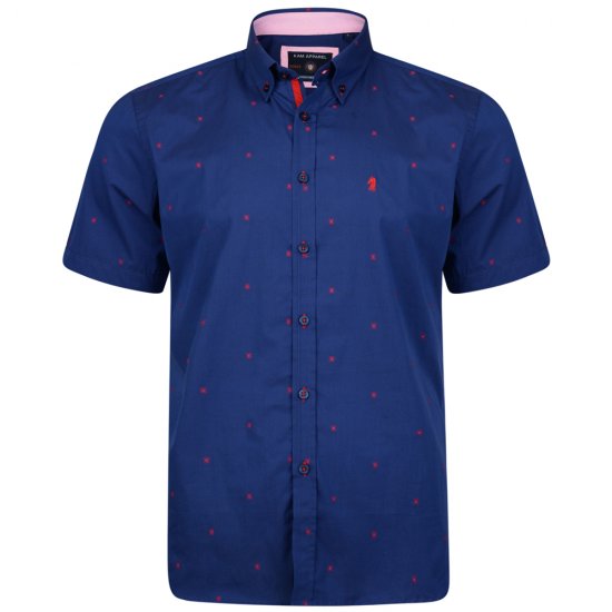 Kam Jeans 6160 Short Sleeve Dobby Print Shirt Twilight Blue - Košulje - Muške Košulje Veliki Brojevi