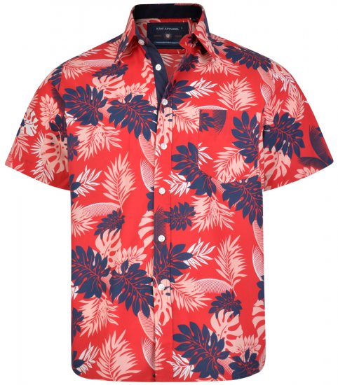 Kam Jeans 6166 Hawaii Shirt Red - Košulje - Muške Košulje Veliki Brojevi