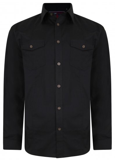 Kam Jeans Retro Long Sleeve Stretch Shirt Black - Košulje - Muške Košulje Veliki Brojevi