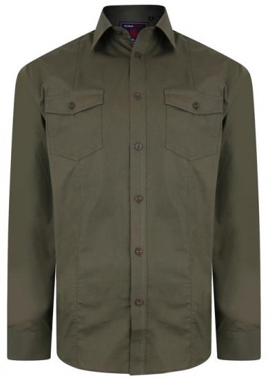 Kam Jeans Retro Long Sleeve Stretch Shirt Khaki - Košulje - Muške Košulje Veliki Brojevi