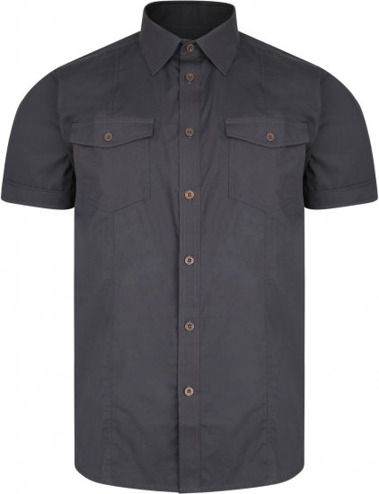 Kam Jeans 6180 Retro Stretch Shirt Charcoal - Košulje - Muške Košulje Veliki Brojevi
