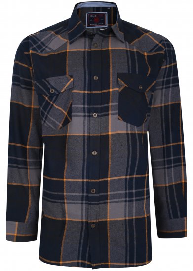 Kam Jeans 6193 Long Sleeve Flannel Shirt Navy - Košulje - Muške Košulje Veliki Brojevi