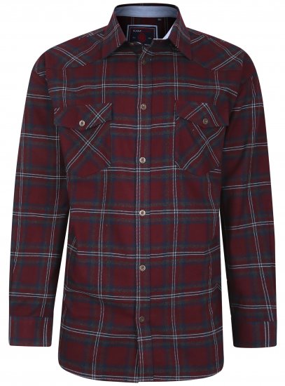 Kam Jeans 6194 Long Sleeve Flannel Shirt Burgundy - Košulje - Muške Košulje Veliki Brojevi