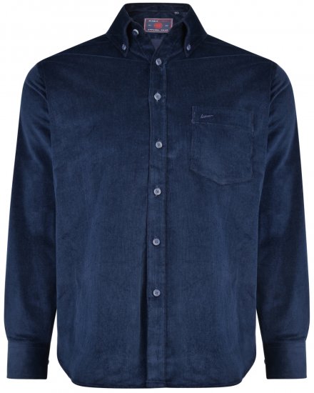 Kam Jeans 6195 Long Sleeve Corduroy Shirt Navy - Košulje - Muške Košulje Veliki Brojevi