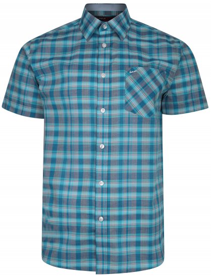 Kam Jeans 6201 Summer Casual Check Shirt Aqua - Košulje - Muške Košulje Veliki Brojevi