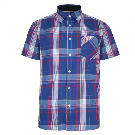 Kam Jeans 6202 Casual Check Shirt Blue - Košulje - Muške Košulje Veliki Brojevi