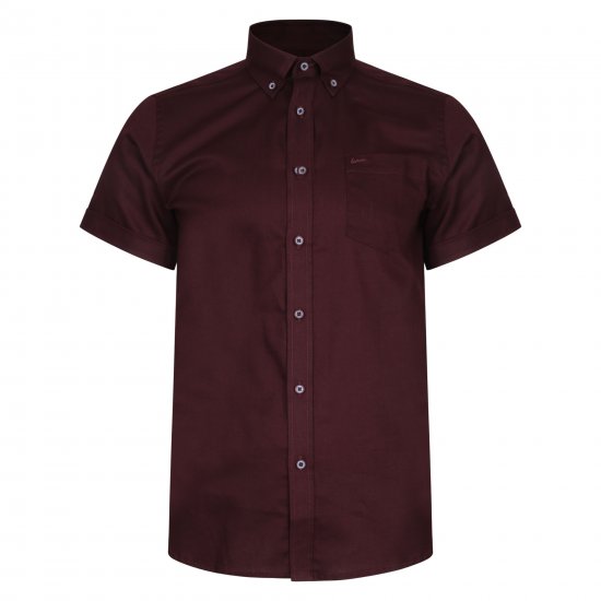 Kam Jeans 6204 Self Pattern Weave Shirt Burgundy - Košulje - Muške Košulje Veliki Brojevi