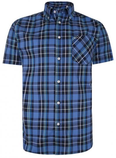 Kam Jeans 6208 SS Casual Check Shirt Denim - Košulje - Muške Košulje Veliki Brojevi