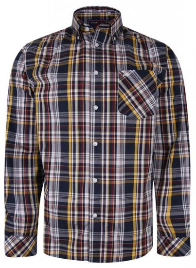 Kam Jeans 6208 LS Casual Check Shirt Navy - Košulje - Muške Košulje Veliki Brojevi