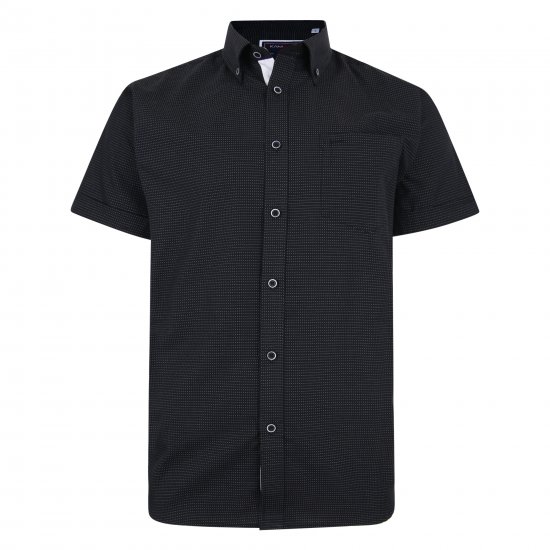 Kam Jeans 6210 SS Dobby Stitch Shirt Black - Košulje - Muške Košulje Veliki Brojevi