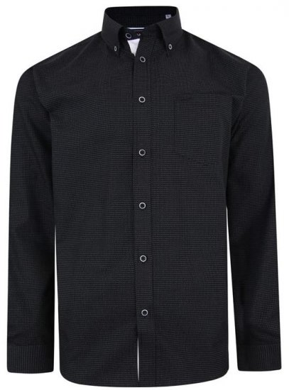 Kam Jeans 6210 LS Dobby Stitch Shirt Black - Košulje - Muške Košulje Veliki Brojevi