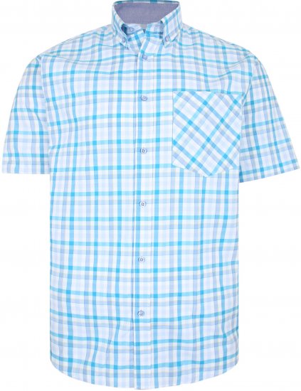 Kam Jeans 6215 Summer Check Shirt Turquoise - Košulje - Muške Košulje Veliki Brojevi