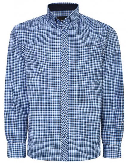 Kam Jeans 6219 LS Mini Gingham Check Shirt Navy - Košulje - Muške Košulje Veliki Brojevi