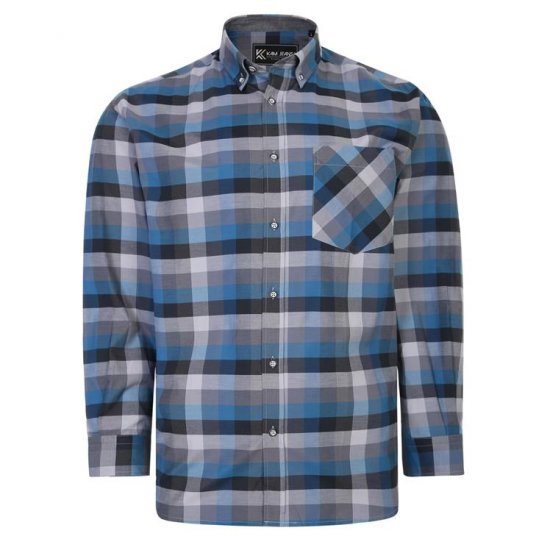 Kam Jeans 6222 Grazed Check Pattern Shirt Turquoise - Košulje - Muške Košulje Veliki Brojevi