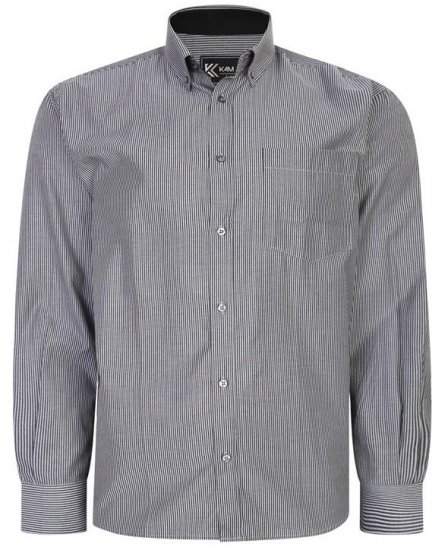 Kam Jeans 6224 LS Mini Stripe Shirt Charcoal - Košulje - Muške Košulje Veliki Brojevi
