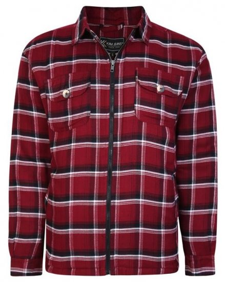 Kam Jeans 6231 Sherpa Lined Flannel Shirt with Zipper Burgundy - Košulje - Muške Košulje Veliki Brojevi