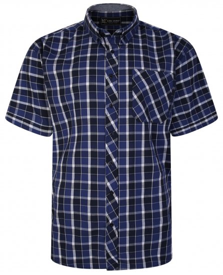 Kam Jeans 6240 SS Check Shirt Navy - Košulje - Muške Košulje Veliki Brojevi