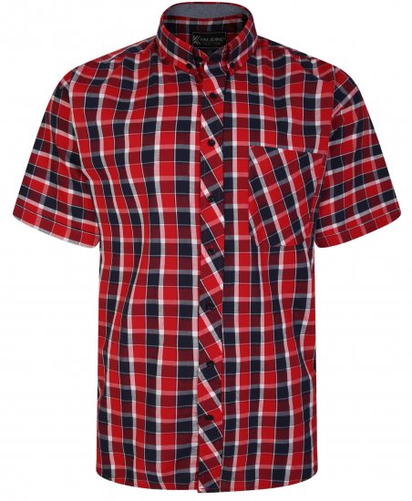 Kam Jeans 6240 SS Check Shirt Red - Košulje - Muške Košulje Veliki Brojevi