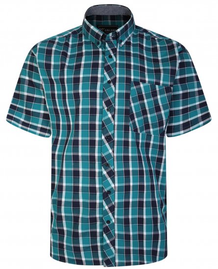 Kam Jeans 6240 SS Check Shirt Teal - Košulje - Muške Košulje Veliki Brojevi