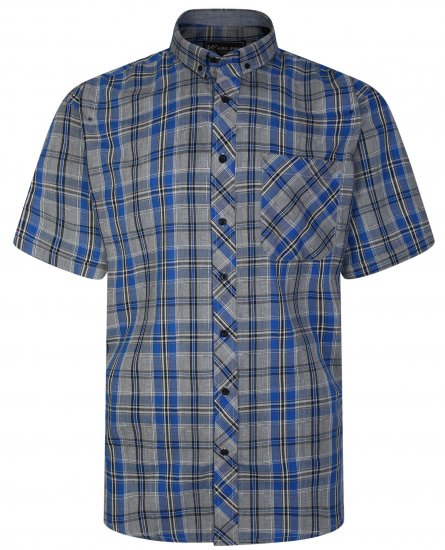 Kam Jeans 6241 SS Check Shirt Blue - Košulje - Muške Košulje Veliki Brojevi