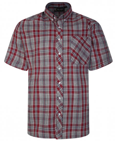 Kam Jeans 6241 SS Check Shirt Burgundy - Košulje - Muške Košulje Veliki Brojevi