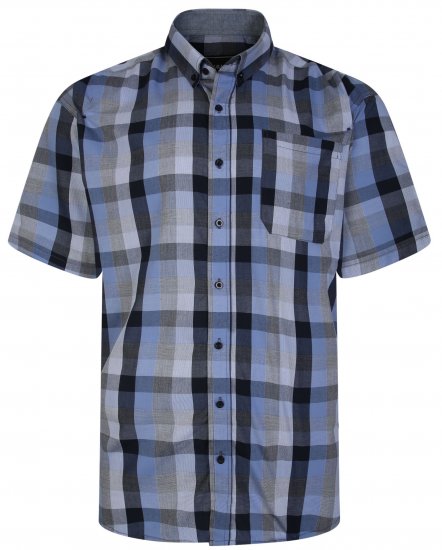 Kam Jeans 6242 Casual Checked Shirt Blue - Košulje - Muške Košulje Veliki Brojevi