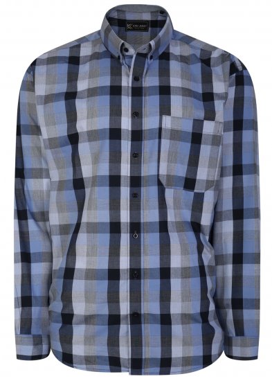 Kam Jeans 6242 Long Sleeve Casual Checked Shirt Blue - Košulje - Muške Košulje Veliki Brojevi