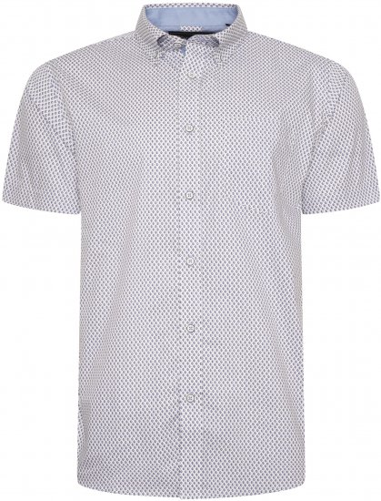 Kam Jeans 6279 All Over Geo Print Shirt White - Košulje - Muške Košulje Veliki Brojevi