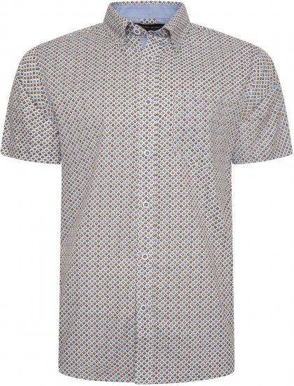 Kam Jeans 6281 All Over Geo Print Shirt White - Košulje - Muške Košulje Veliki Brojevi