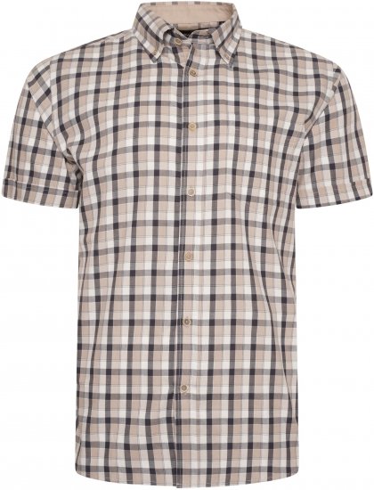 Kam Jeans 6282 Casual SS Check Shirt Beige - Košulje - Muške Košulje Veliki Brojevi
