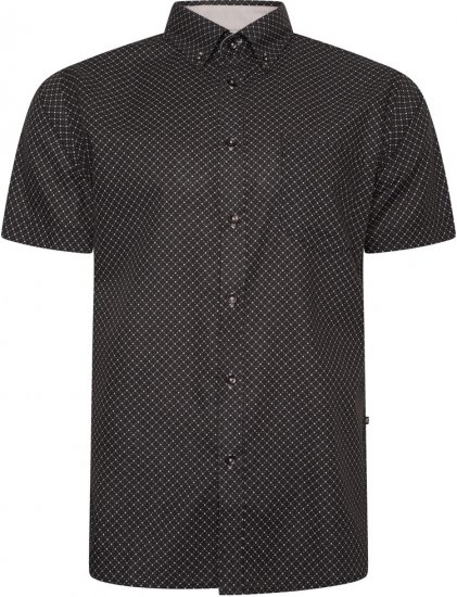 Kam Jeans 6299 All Over Diamond Print Small Sleeve Shirt Black - Košulje - Muške Košulje Veliki Brojevi