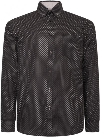Kam Jeans 6299 Long Sleeve All Over Diamond Print Shirt Black - Košulje - Muške Košulje Veliki Brojevi