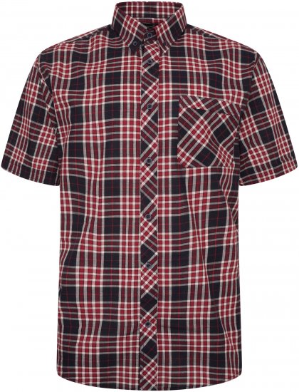 Kam Jeans 6301 Casual Check Short Sleeve Shirt Burgundy - Košulje - Muške Košulje Veliki Brojevi