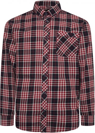 Kam Jeans 6301 LS Casual Check Shirt Red - Košulje - Muške Košulje Veliki Brojevi