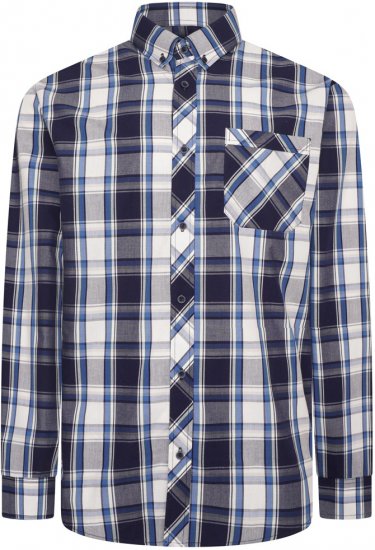Kam Jeans 6301 LS Casual Check Shirt Navy - Košulje - Muške Košulje Veliki Brojevi