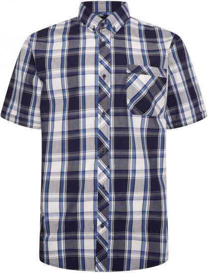 Kam Jeans 6301 SS Casual Check Shirt Navy - Košulje - Muške Košulje Veliki Brojevi