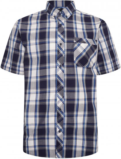 Kam Jeans 6301 Casual Check Short Sleeve Shirt Navy - Košulje - Muške Košulje Veliki Brojevi