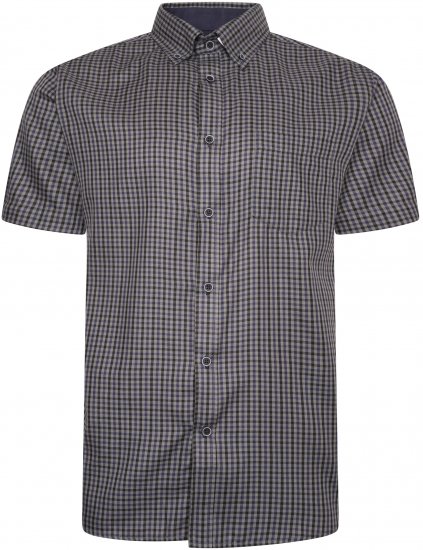 Kam Jeans 6302 Casual Gingham Check Shirt Charcoal - Košulje - Muške Košulje Veliki Brojevi