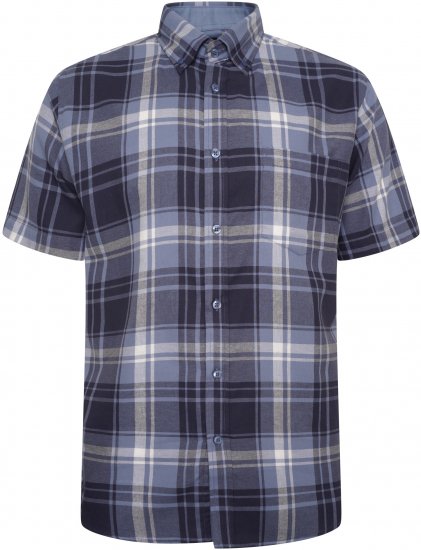 Kam Jeans 6303 Casual Check Short Sleeve Shirt Blue - Košulje - Muške Košulje Veliki Brojevi