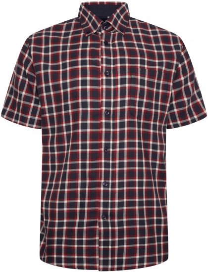 Kam Jeans 6303 Casual Check Short Sleeve Shirt Navy - Košulje - Muške Košulje Veliki Brojevi